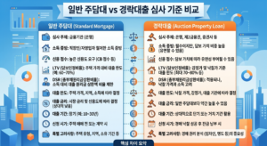 경락대출 한도 일반 주담대 LTV DSR 비교표 이미지
