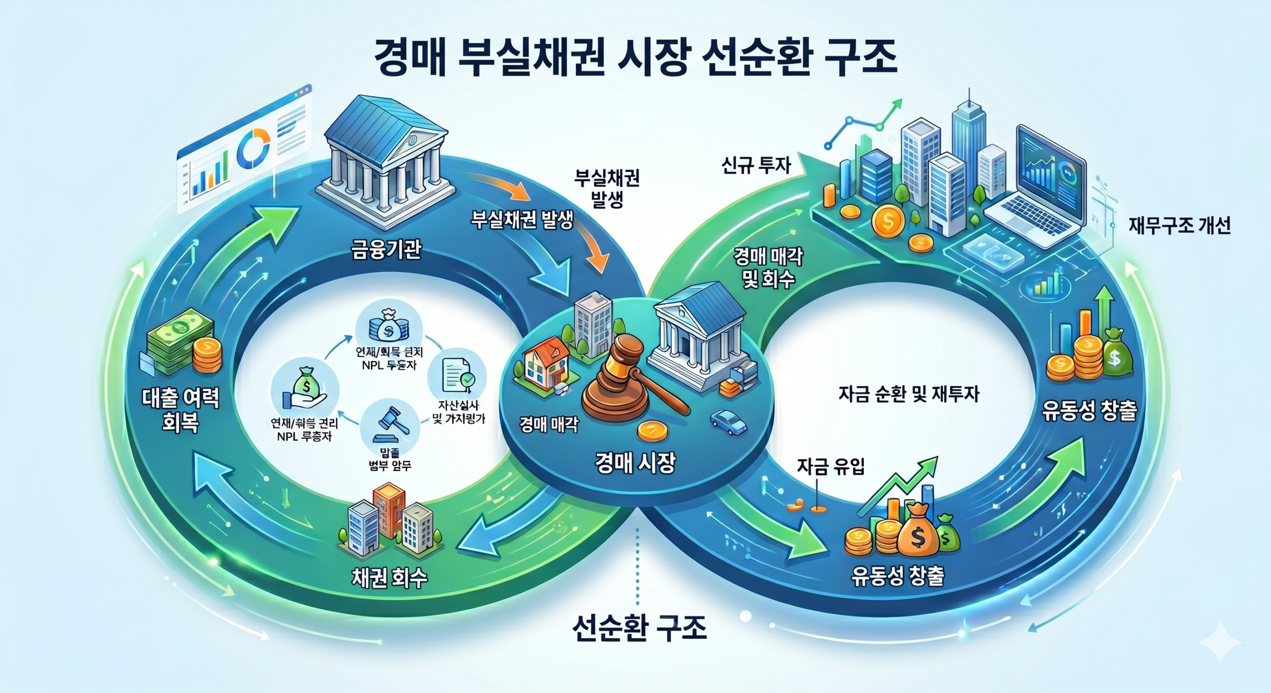 경매 부실채권 시장 선순환 구조 도식