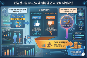 대항력 있는 임차인 전입신고와 근저당권 순위 비교 일러스트