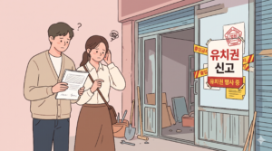 경매 유치권 신고 물건 앞에서 서류를 확인하는 초보 부부